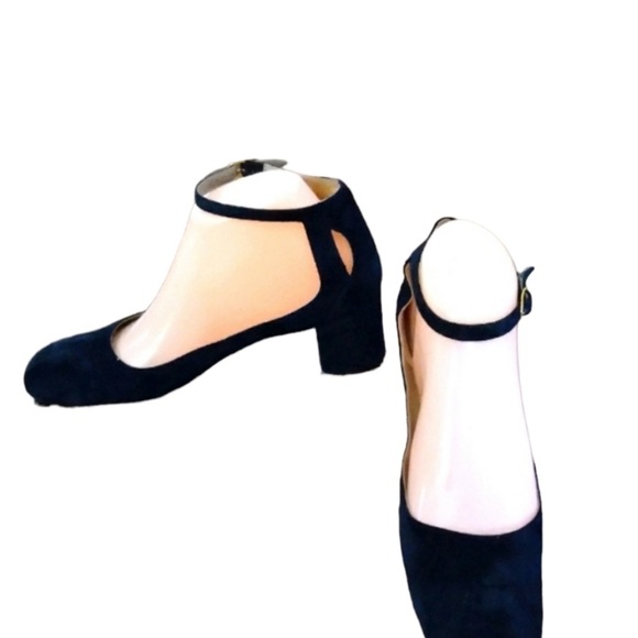 Vintage - 60\'s Joseph Blue Suede Ankle Strap Heels